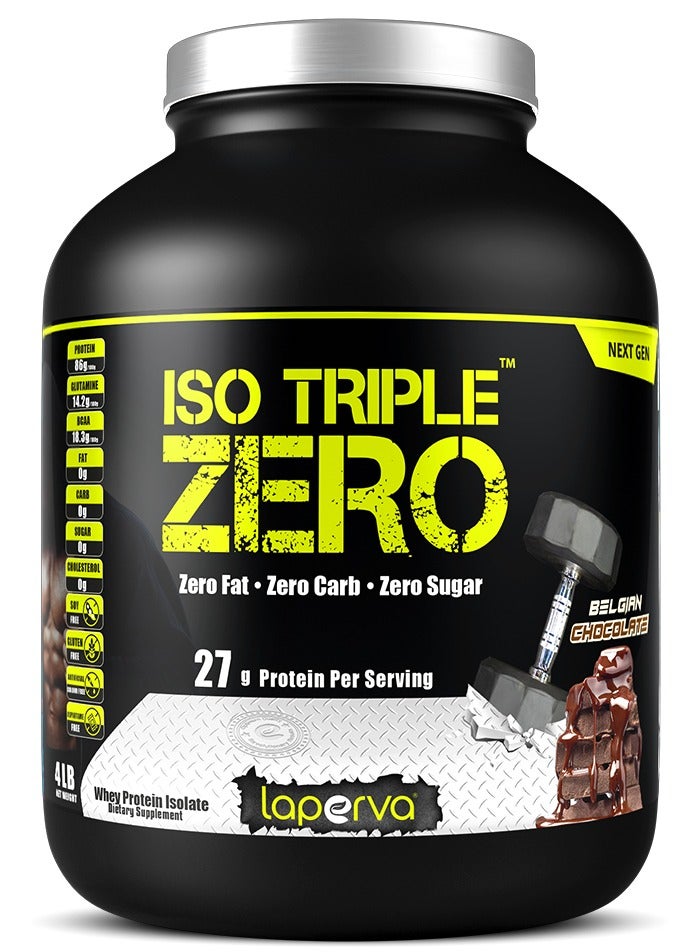 Laperva Iso Triple Zero Whey Protein Isolate Next Generation, Belgian Chocolate, 4 LB - Image 1